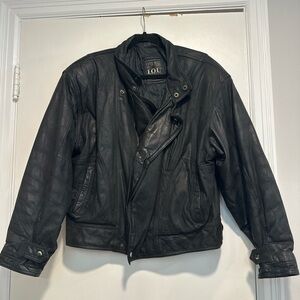 Men’s Vintage Sz: 40 IOU Euro Mode Black Leather Motorcycle Biker Bomber Jacket.